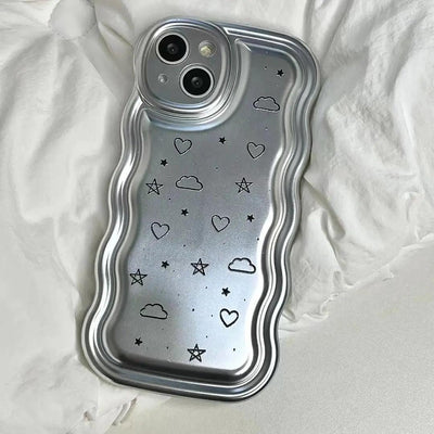 Electroplated Cloud Star Wave Silver Mobile Phone Case - MyMobile