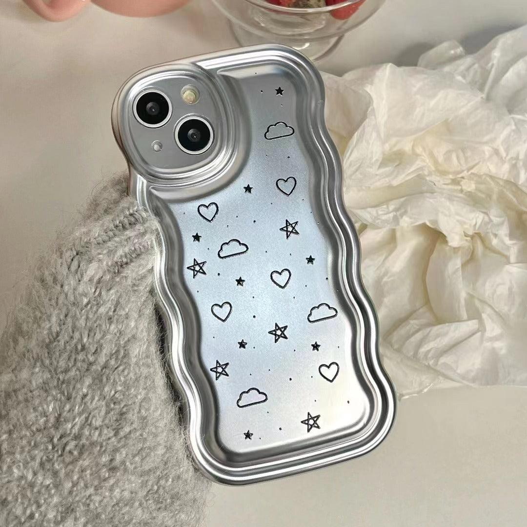 Electroplated Cloud Star Wave Silver Mobile Phone Case - MyMobile