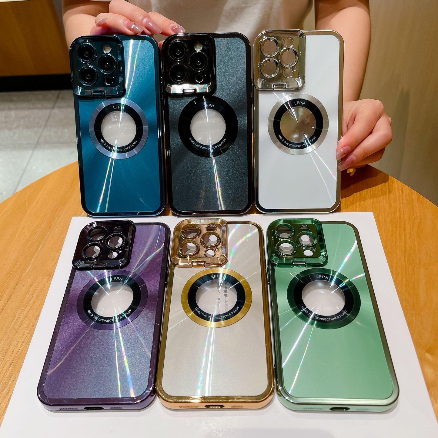 Electroplated Phone Case Luxury Plating CD Pattern Magsafe Bracket Case For iPhone 13, 14, 15 - MyMobile