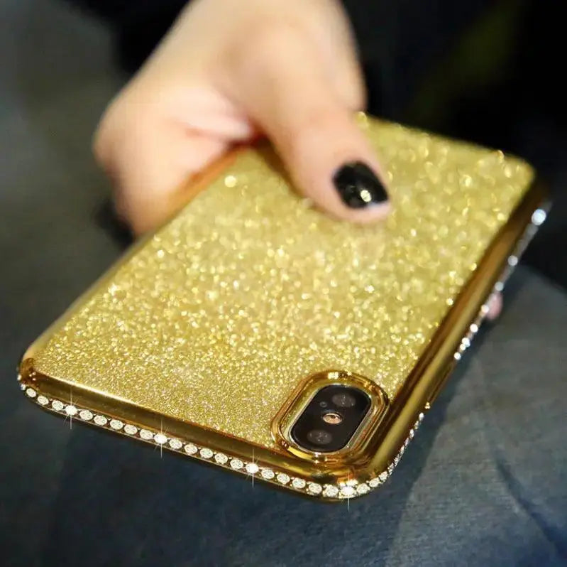 Electroplated Silicone Phone Case With Glitter Powder Side Drill - MyMobile