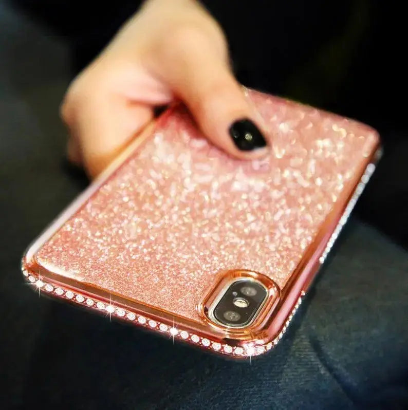 Electroplated Silicone Phone Case With Glitter Powder Side Drill - MyMobile