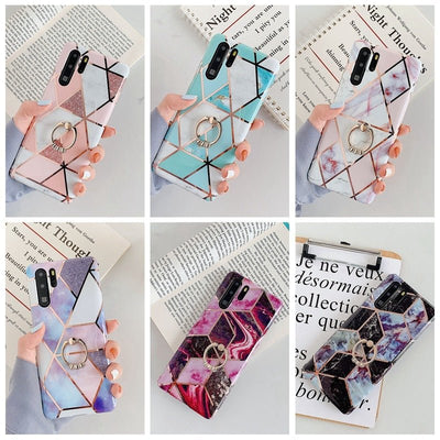 Electroplating mosaic marble ring phone case For Huawei P 40 - MyMobile