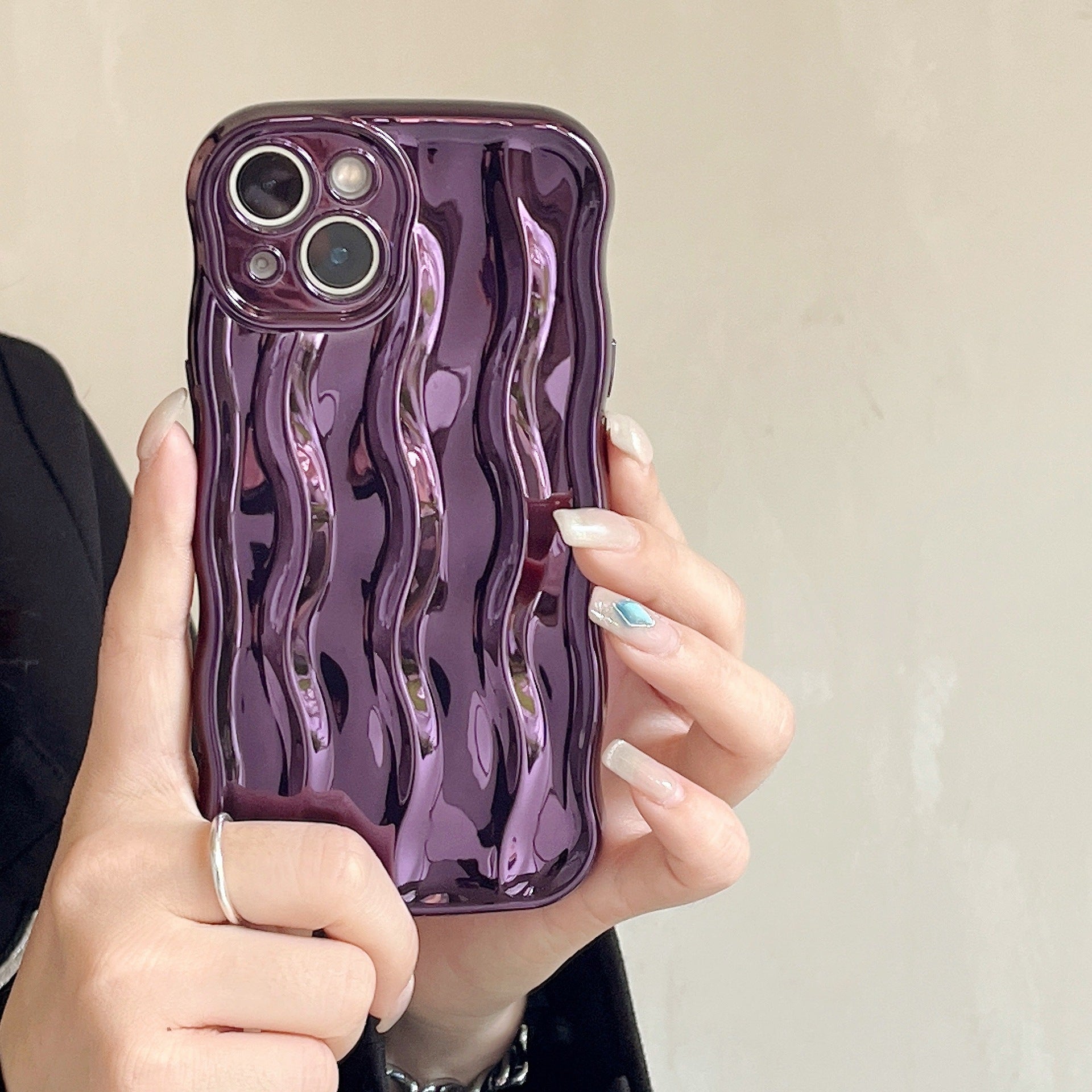 Electroplating Water Ripple Suitable Phone Case Solid Color For iPhone 16 - MyMobile