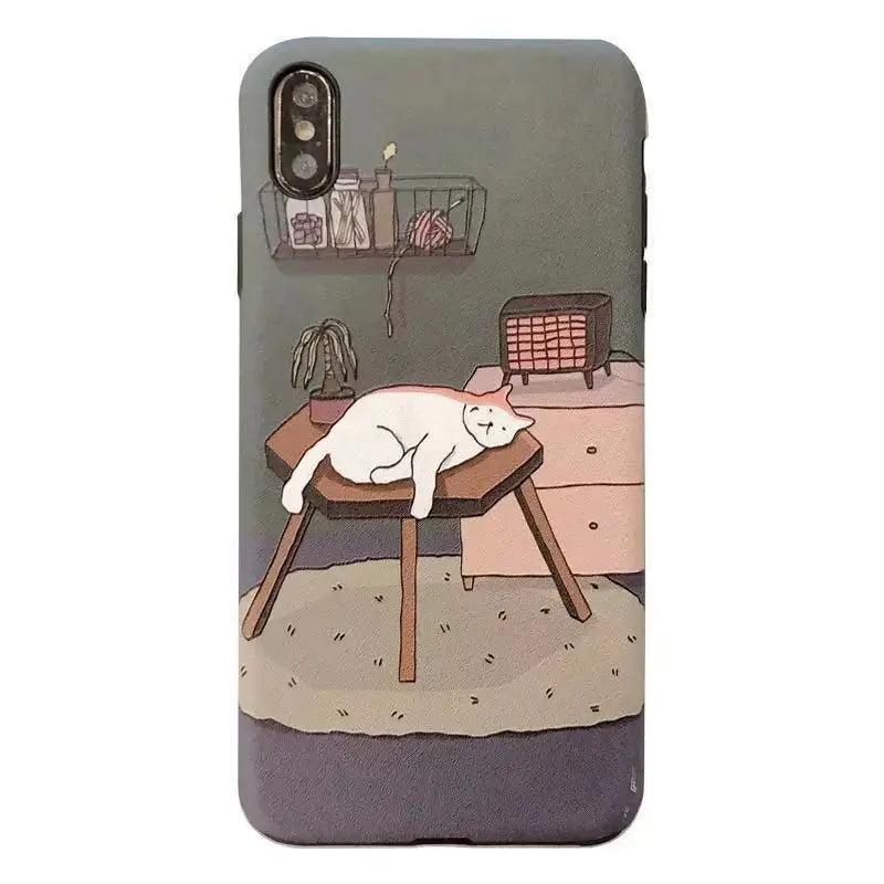 Embossed Cat Net Red Cartoon Mobile Phone Case - MyMobile