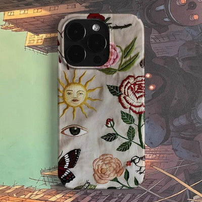 Embroidery Pattern Art Niche Applicable High Sense Cartoon Phone Case For iPhone 16 - MyMobile