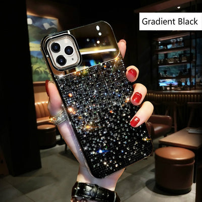 European And American Punk Gradient Rhinestone Makeup Mirror Phone Case For iPhone 14 - MyMobile