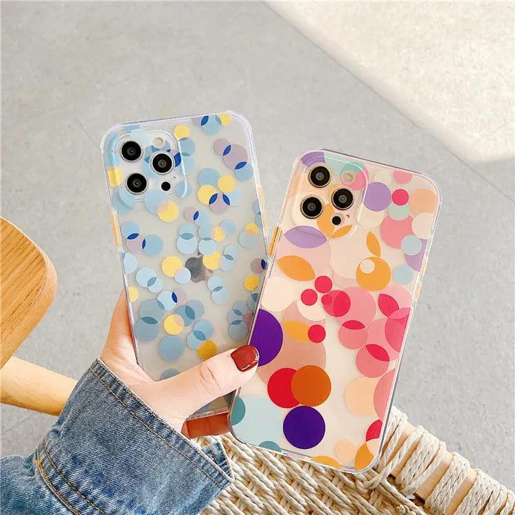 Ins Wind Color Wave Dots For Apple 12 Mobile Phone Case Online Only