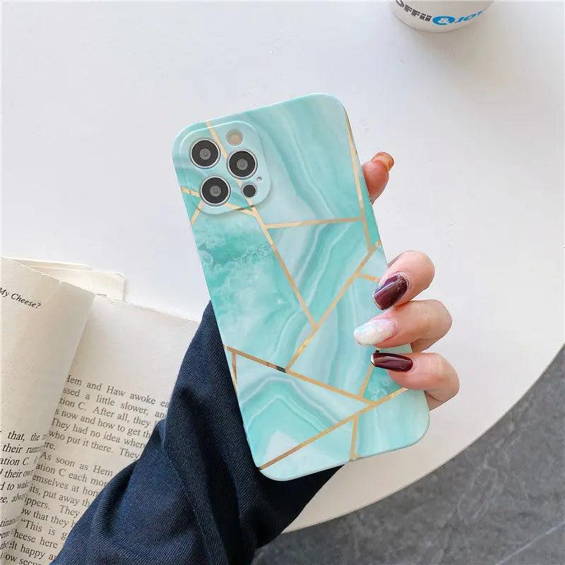 Electroplating Splicing Marble Pattern Mobile Phone Case - MyMobile