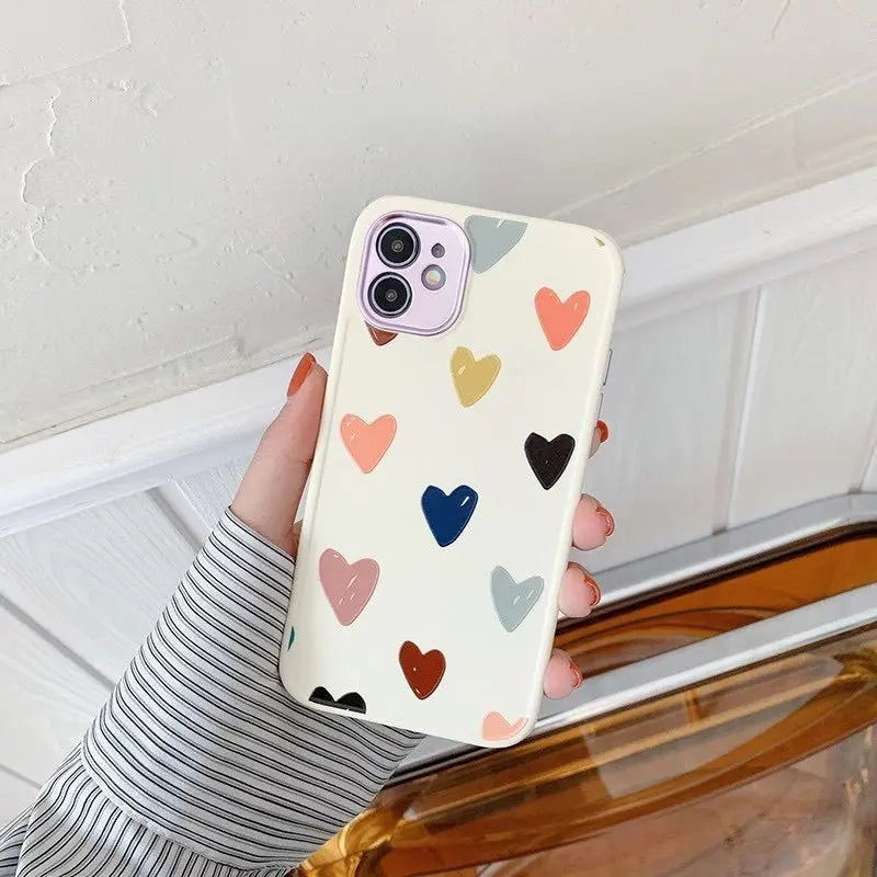 Multiple Colored Loving Heart Electroplated Lenses XR All-inclusive Phone Case LEICA