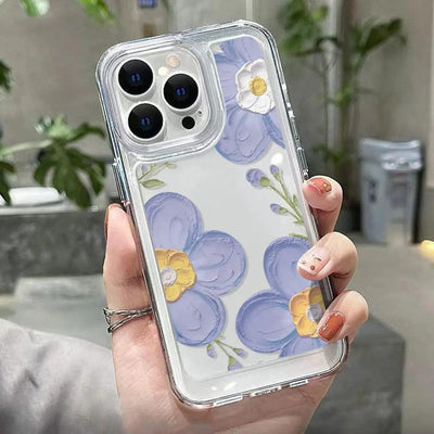 Ins Antique Flower Phone Case Transparent Simple Protective Case Online Only