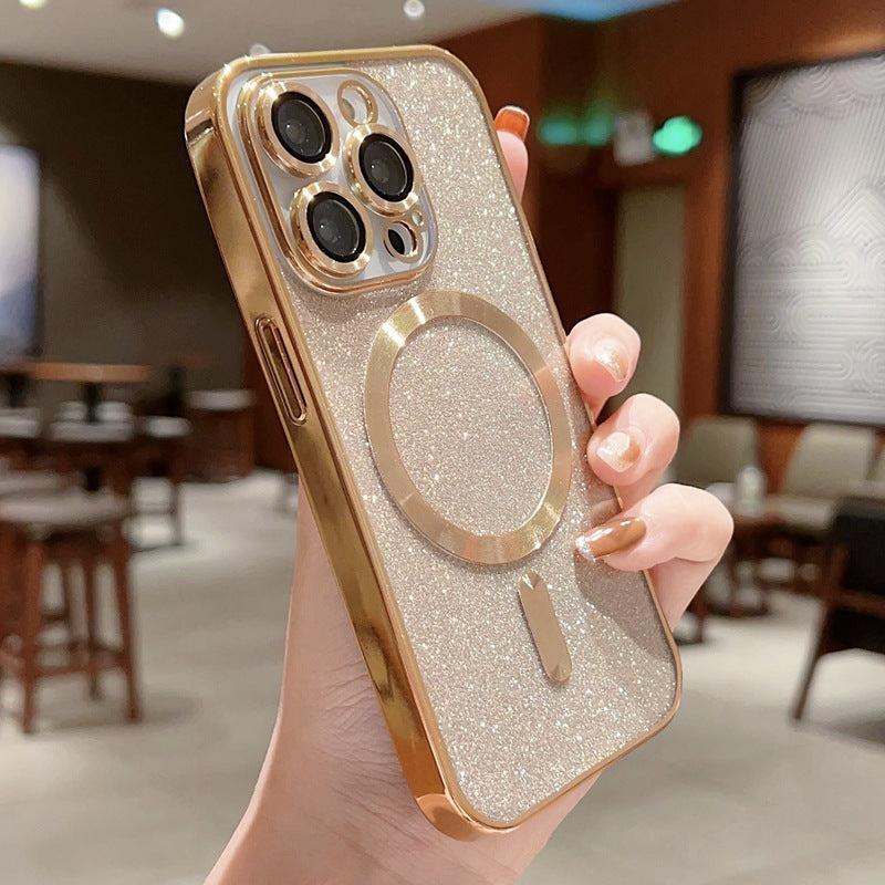 Phone Case Magnetic Charging Electroplating Glitter All-inclusive For iPhone 14