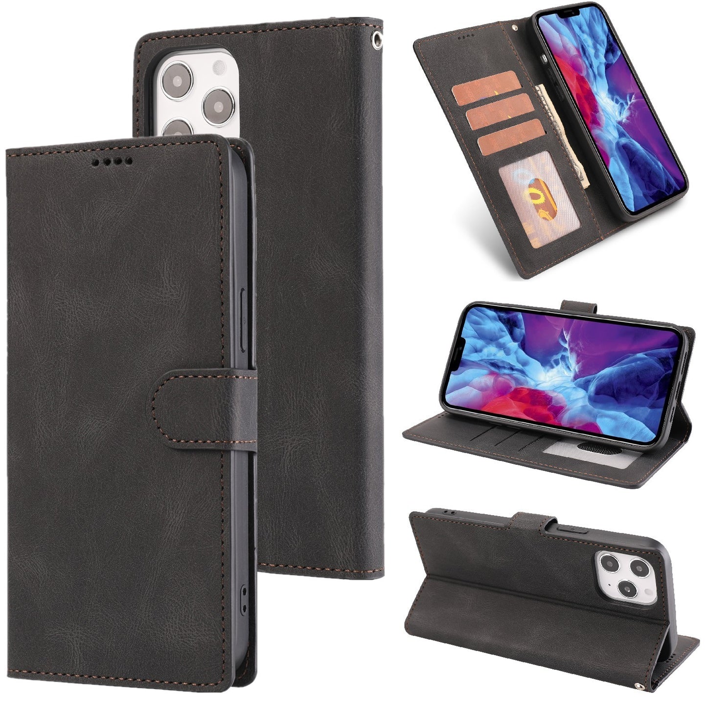 Flip-type Leather Card-inserting Mobile Phone Protective Cover For iPhone 16