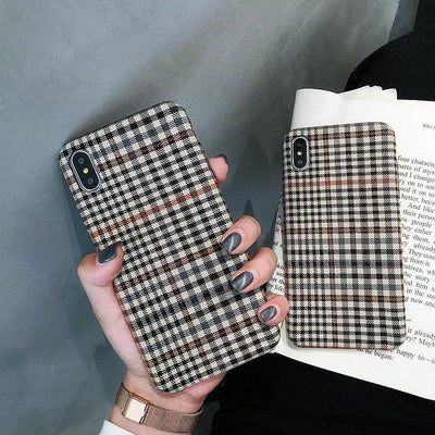 Fabric Plaid Material Mobile Phone Case Fall - proof - MyMobile