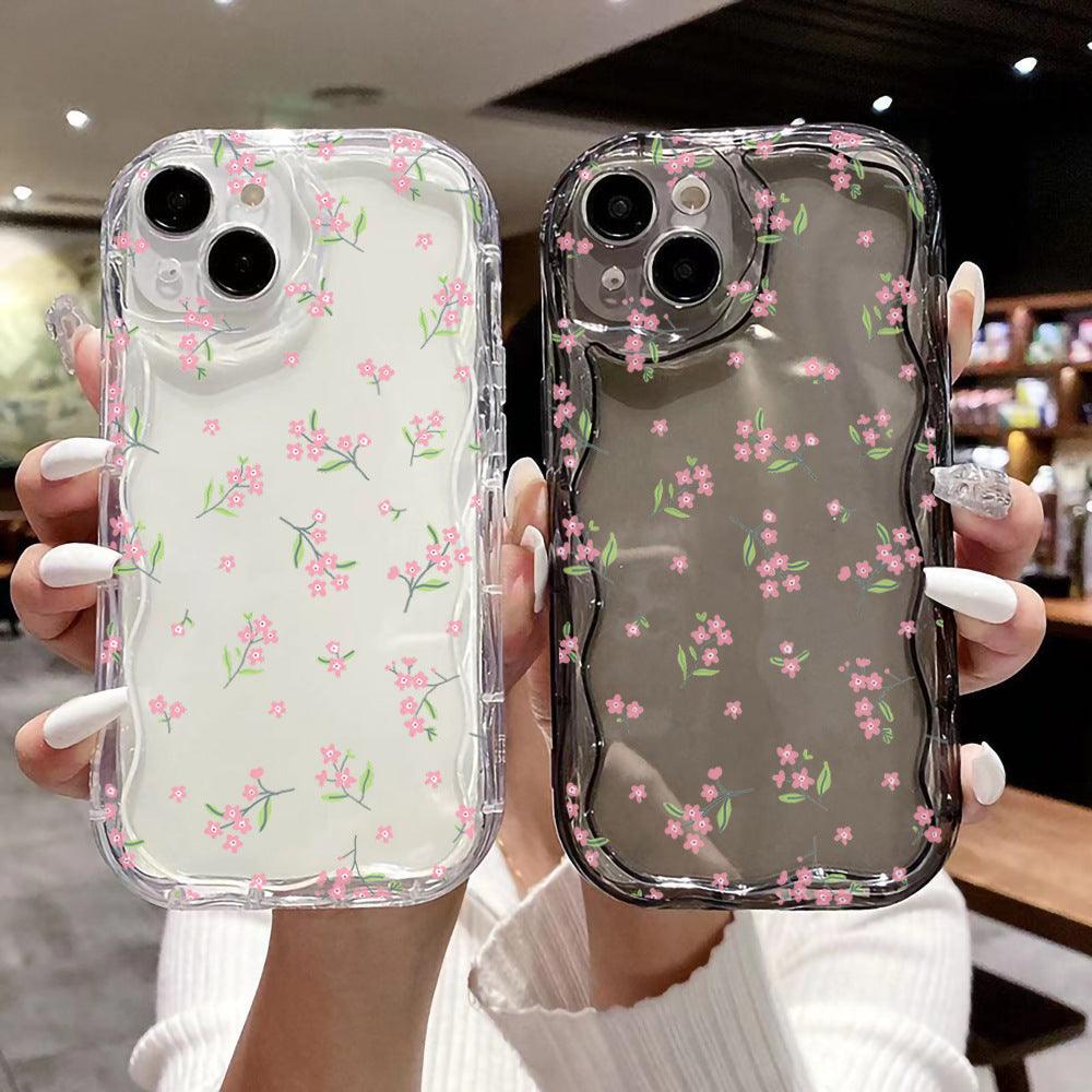 Fashion Brand Cream Pattern Transparent Case 15 Phone CaseFlowers For iPhone 13, 14, 15 - MyMobile