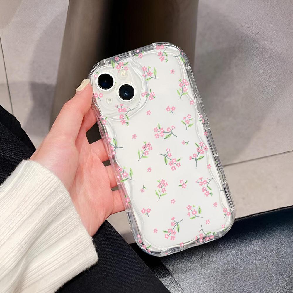 Fashion Brand Cream Pattern Transparent Case 15 Phone CaseFlowers For iPhone 13, 14, 15 - MyMobile