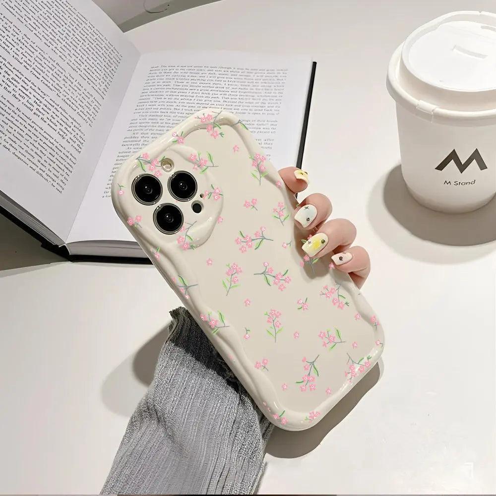 Fashion Brand Cream Pattern Transparent Case 15 Phone CaseFlowers For iPhone 13, 14, 15 - MyMobile