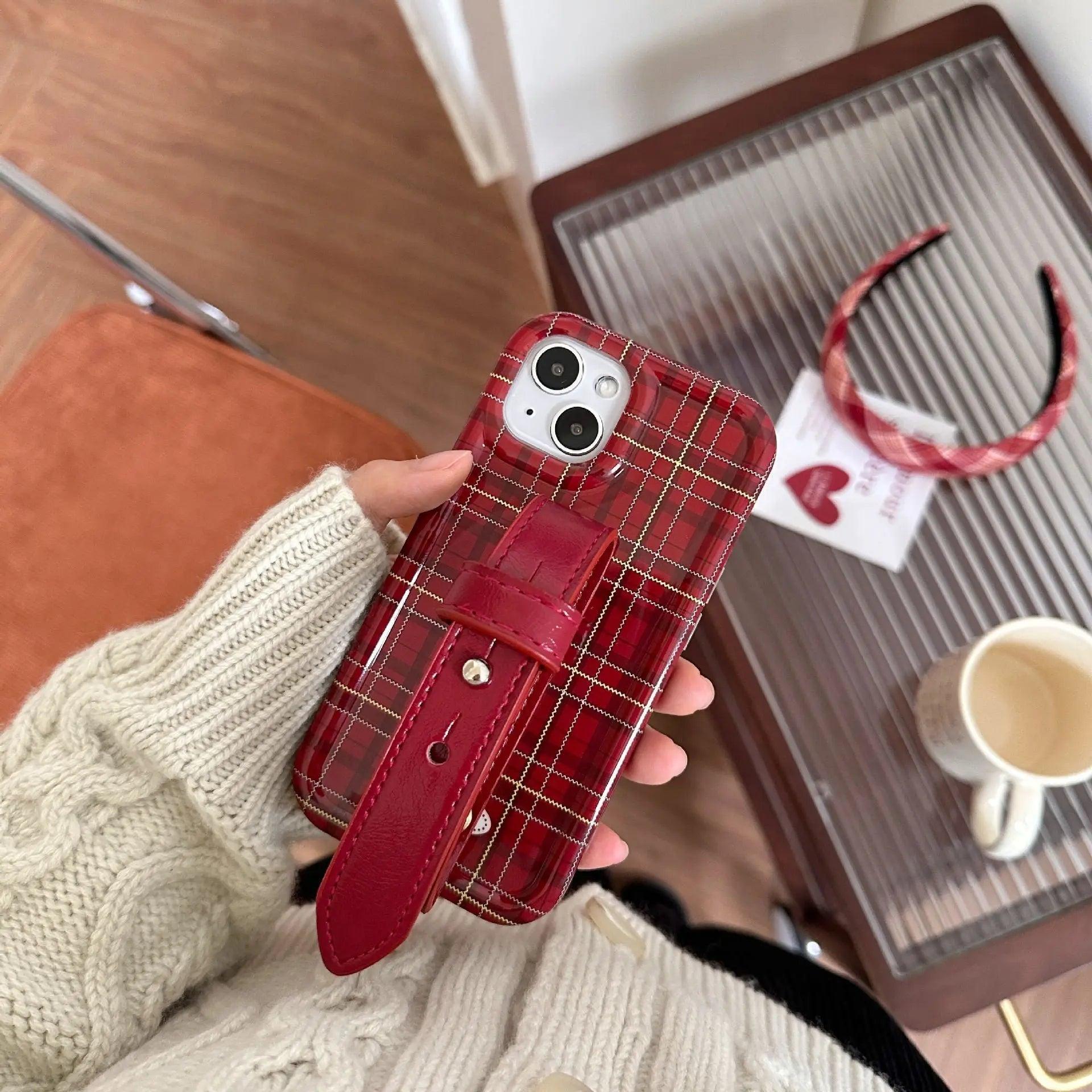 Fashion New Year Wine Red Plaid Phone Case For iPhone 11, 12, 13, 14 - MyMobile