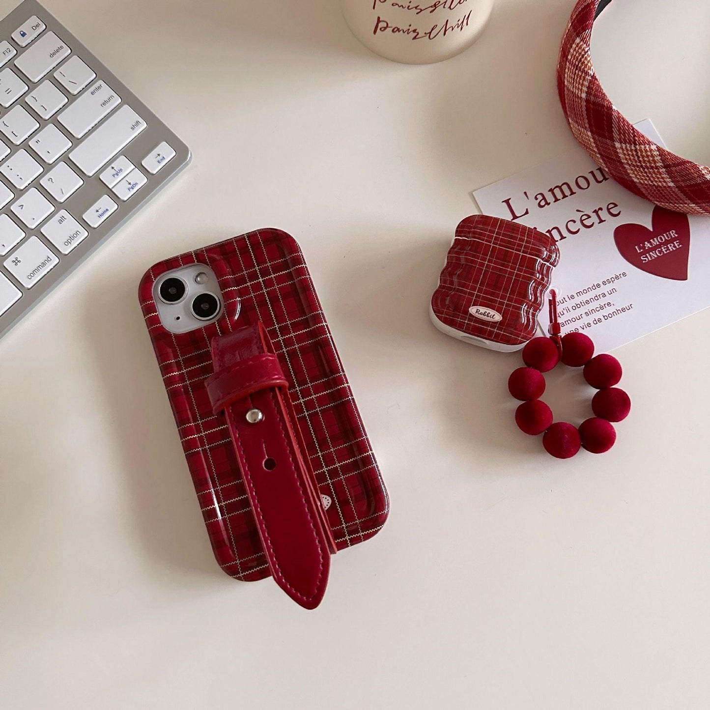 Fashion New Year Wine Red Plaid Phone Case For iPhone 11, 12, 13, 14 - MyMobile