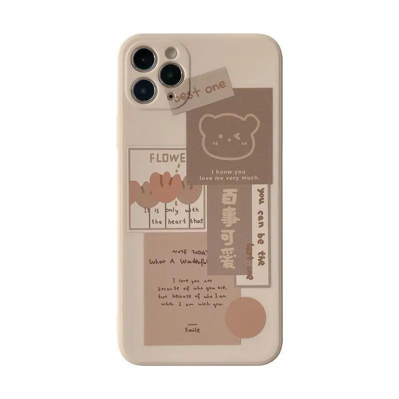 Compatible With Bear Mobile Phone Case Cute Straight Edge Silicone - MyMobile