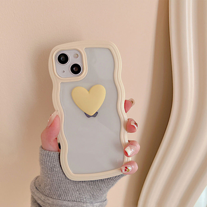 Love Wave Border Phone Case Transparent 3D For iPhone 14