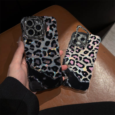 Ins Wave Leopard Print Phone Case Lens Bracket For iPhone 16