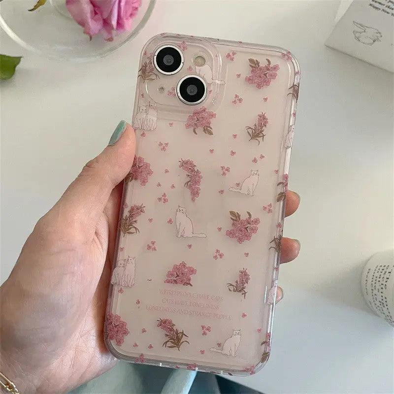 Floral Cat Suitable For 15 Promax1314 Phone Case 1112 Women For iPhone 11, 12, 13, 14, 15 - MyMobile