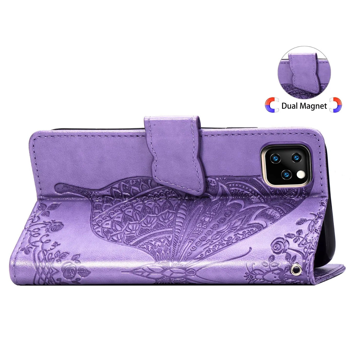 Flower Butterfly Embossed Leather Case For Samsung Galaxy S20 - MyMobile