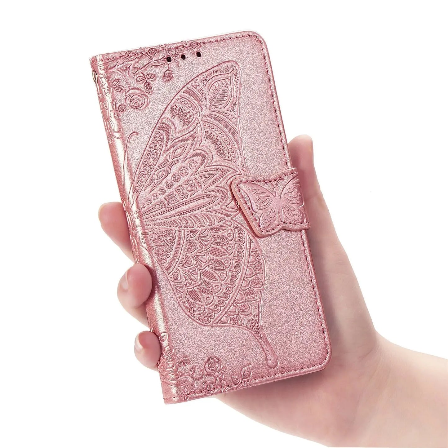 Flower Butterfly Embossed Leather Case For Samsung Galaxy S20 - MyMobile