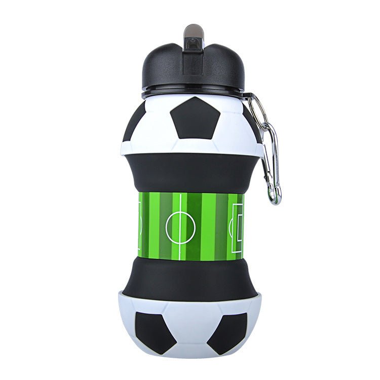 Football Soccer Silicone Water Bottle with Straw Foldable Collapsible Travel Non - toxic Bottles Innovating Camping - MyMobile