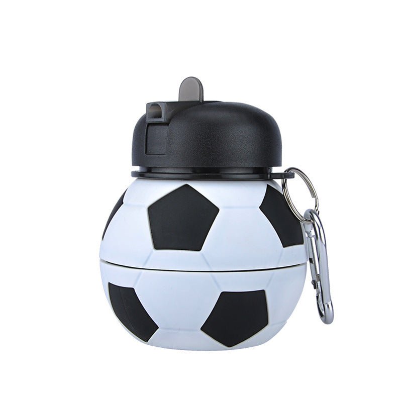 Football Soccer Silicone Water Bottle with Straw Foldable Collapsible Travel Non - toxic Bottles Innovating Camping - MyMobile