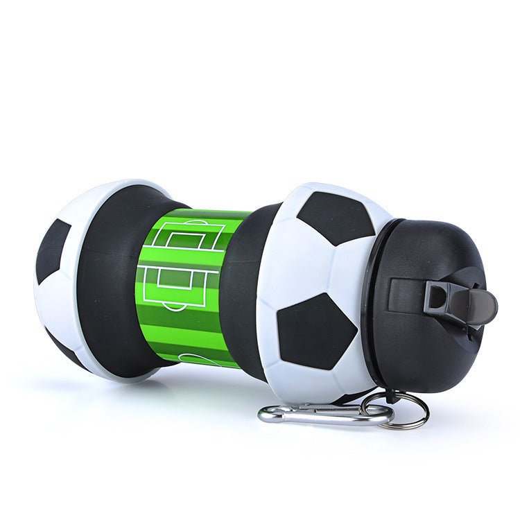 Football Soccer Silicone Water Bottle with Straw Foldable Collapsible Travel Non - toxic Bottles Innovating Camping - MyMobile