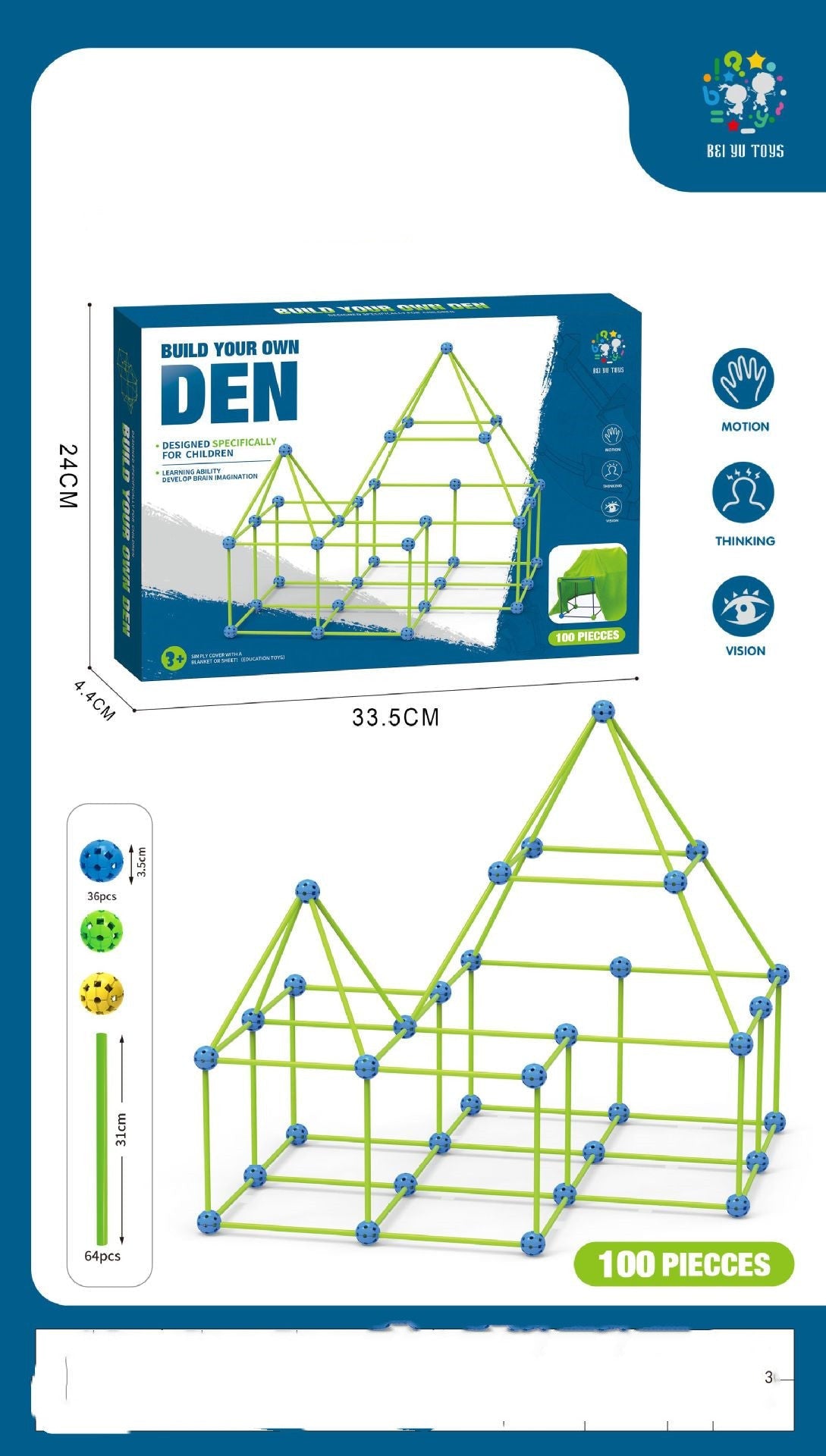 Fort Building Kit Construction Blocks Set Kids Toy Tents Fortress Builder Castles Tunnels Diy 3d Play House For Children Gift - MyMobile