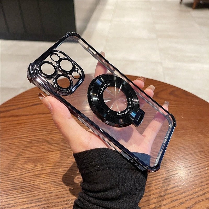 Four - corner Fall Protection Strap Short Tail Bracket Transparent With Lens Protector Protective Phone Case Fro iPhone 16 - MyMobile