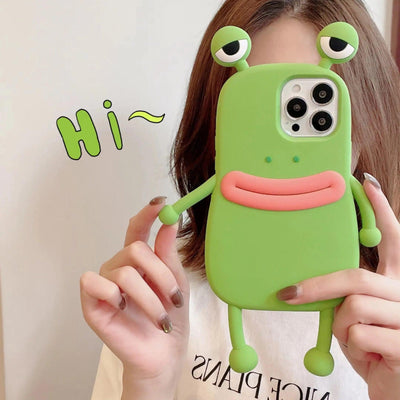 Funny Silicone 3D Frog Phone Case For IPhone 14 13 Cartoon Cute Shockproof Bumper Cover - MyMobile