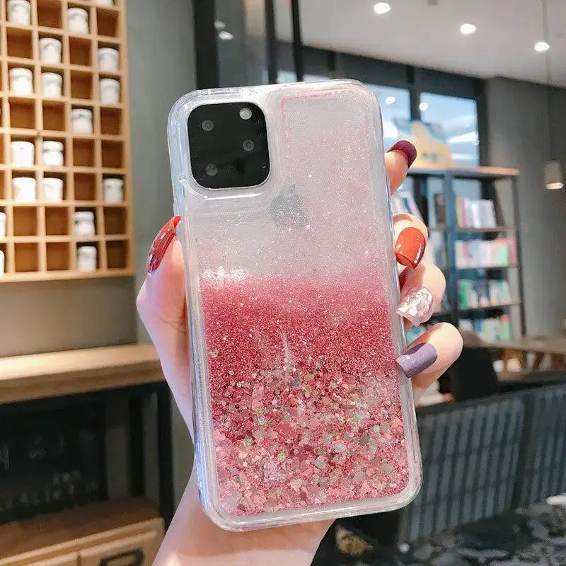 Glitter Material Quicksand Mobile Phone Case Love Liquid Protective Cover - MyMobile