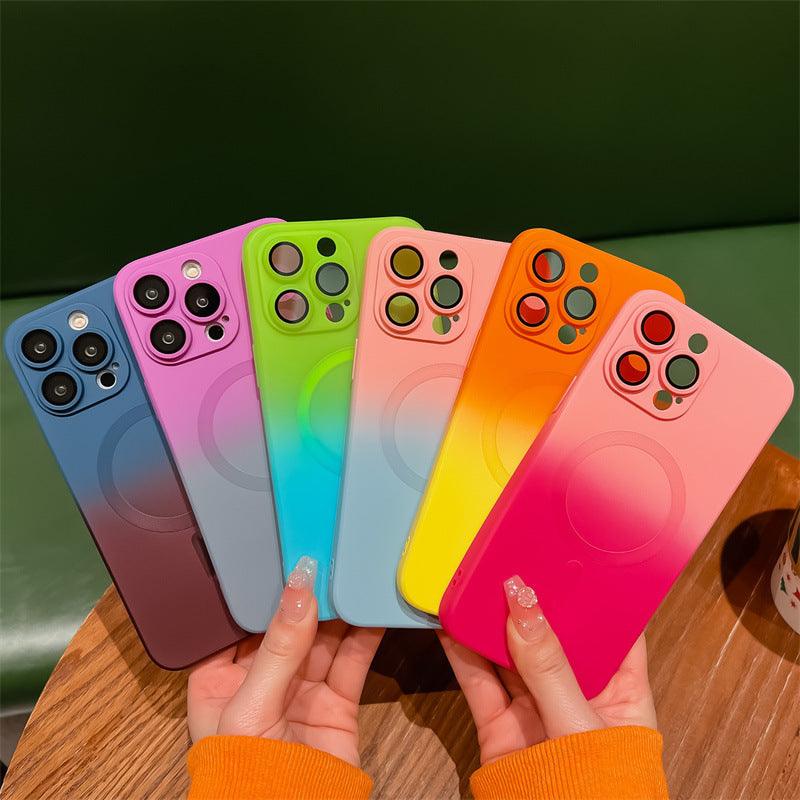 Gradient Magnetic Suction 13 With Lens Protector Phone Case For iPhone 12, 13, 14 - MyMobile