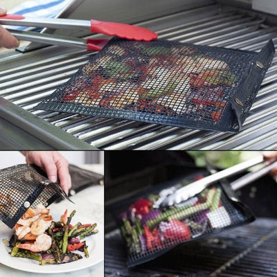 Grill Mesh Bag Non - stick Grid Mat BBQ Grill Bag Vegetable Grill High Temperature Resistant Reusable Grill Mat - MyMobile