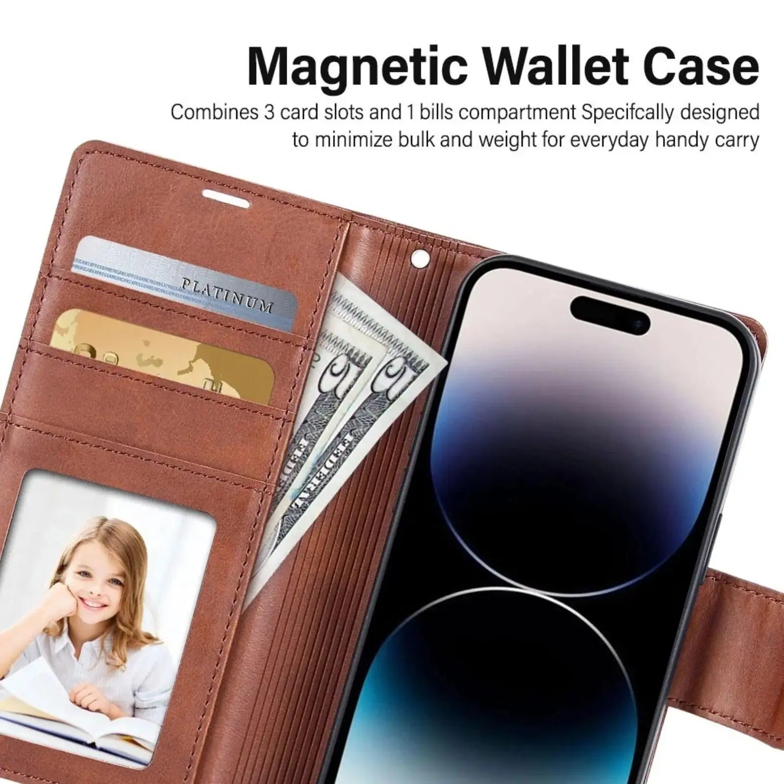 Hanman 2 in 1 Detachable Magnetic Flip Leather Wallet Cover Case for iPhone 15 Pro Max - MyMobile