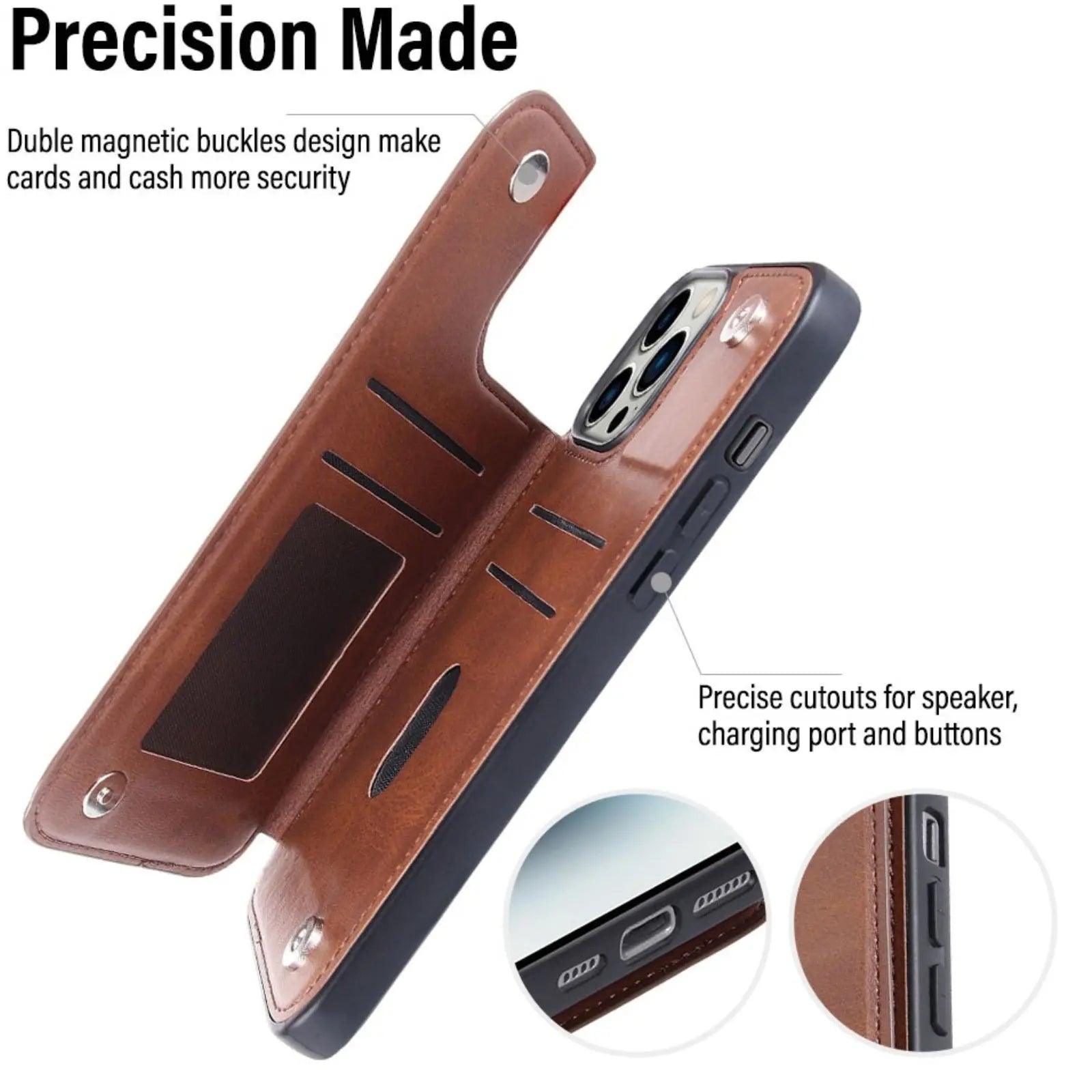 Hanman Back Flip Leather Wallet Shockproof Cover Case For Iphone 14 Pro - MyMobile