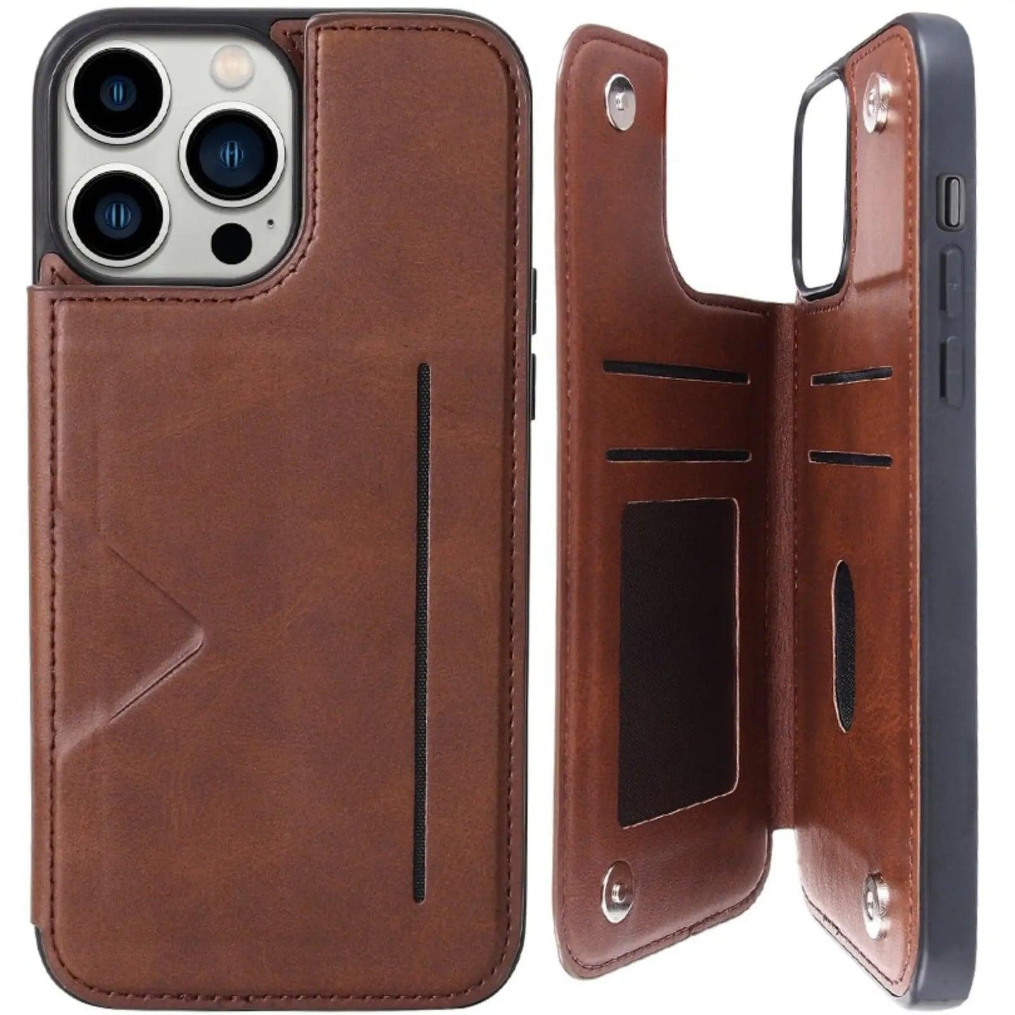 Hanman Back Flip Leather Wallet Shockproof Cover Case For Iphone 14 Pro - MyMobile