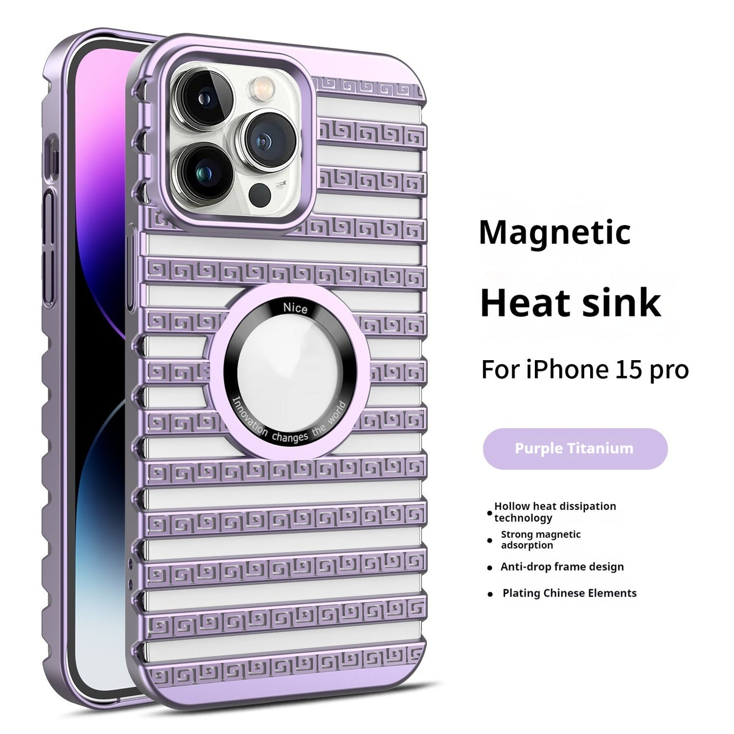 Heat Dissipation Breathable Electroplating Hollow Magnetic Suction Phone Case For iPhone 15 - MyMobile