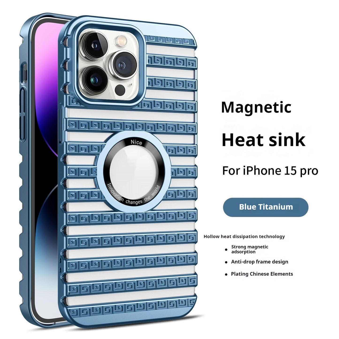 Heat Dissipation Breathable Electroplating Hollow Magnetic Suction Phone Case For iPhone 15 - MyMobile