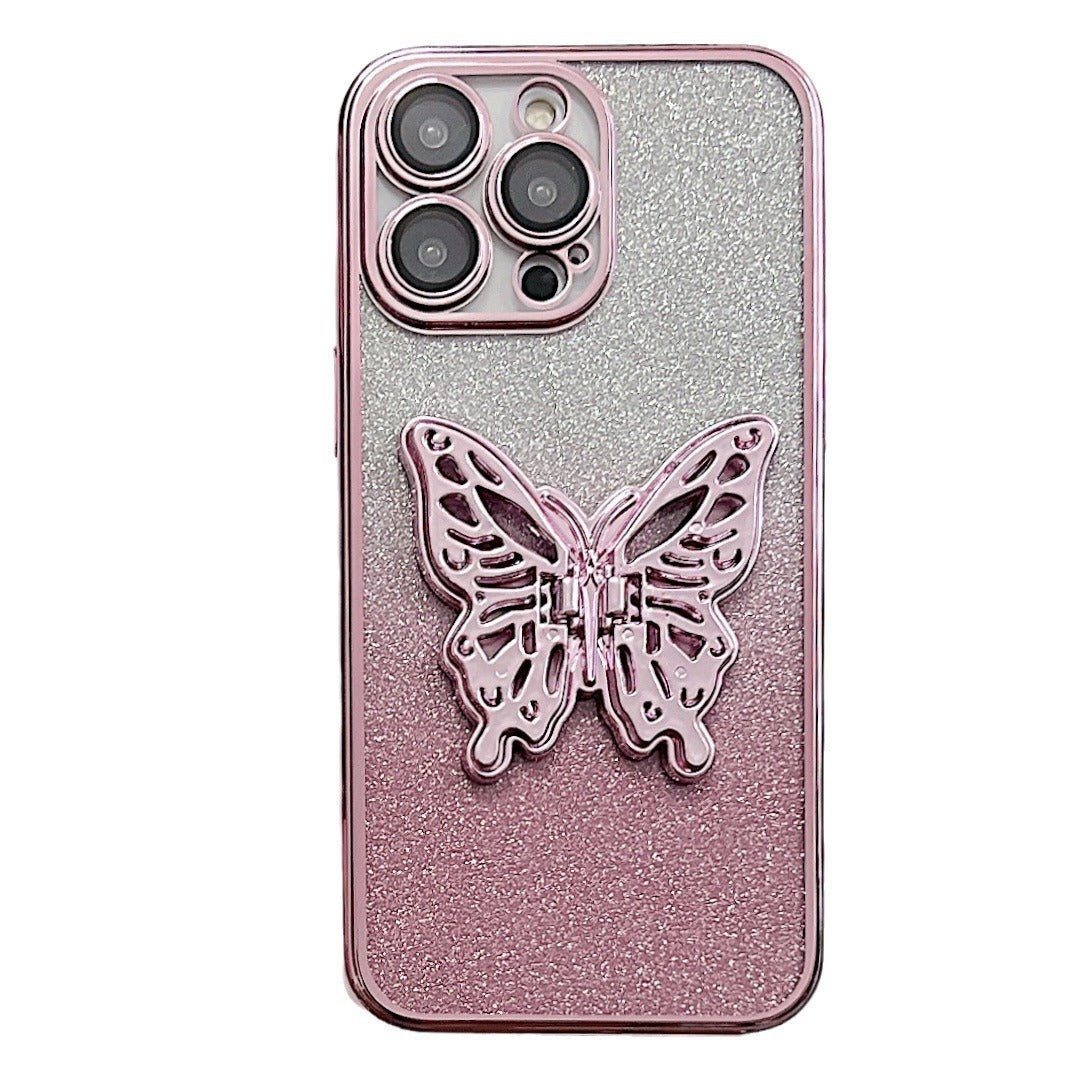 Hollow Butterfly Phone Case Gradient Transparent Plating Protective Cover For iPhone 15 - MyMobile