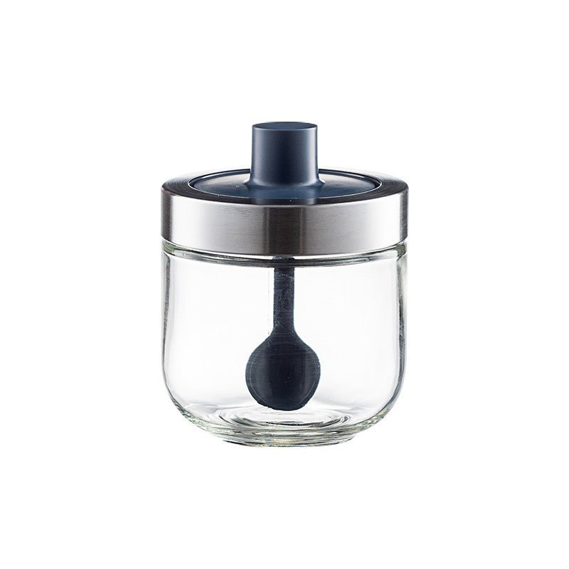 Household Kitchen Glass Spoon Cover Integrated Seasoning Jar - MyMobile