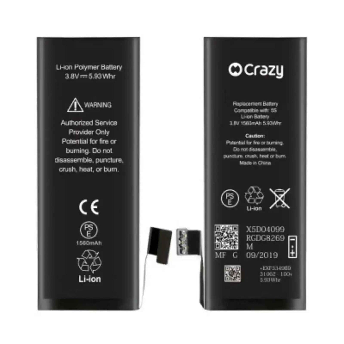 iPhone 5S Replacement Battery with Adhesive Strips 1560mAh Standard Quality+SinoWealth Solution