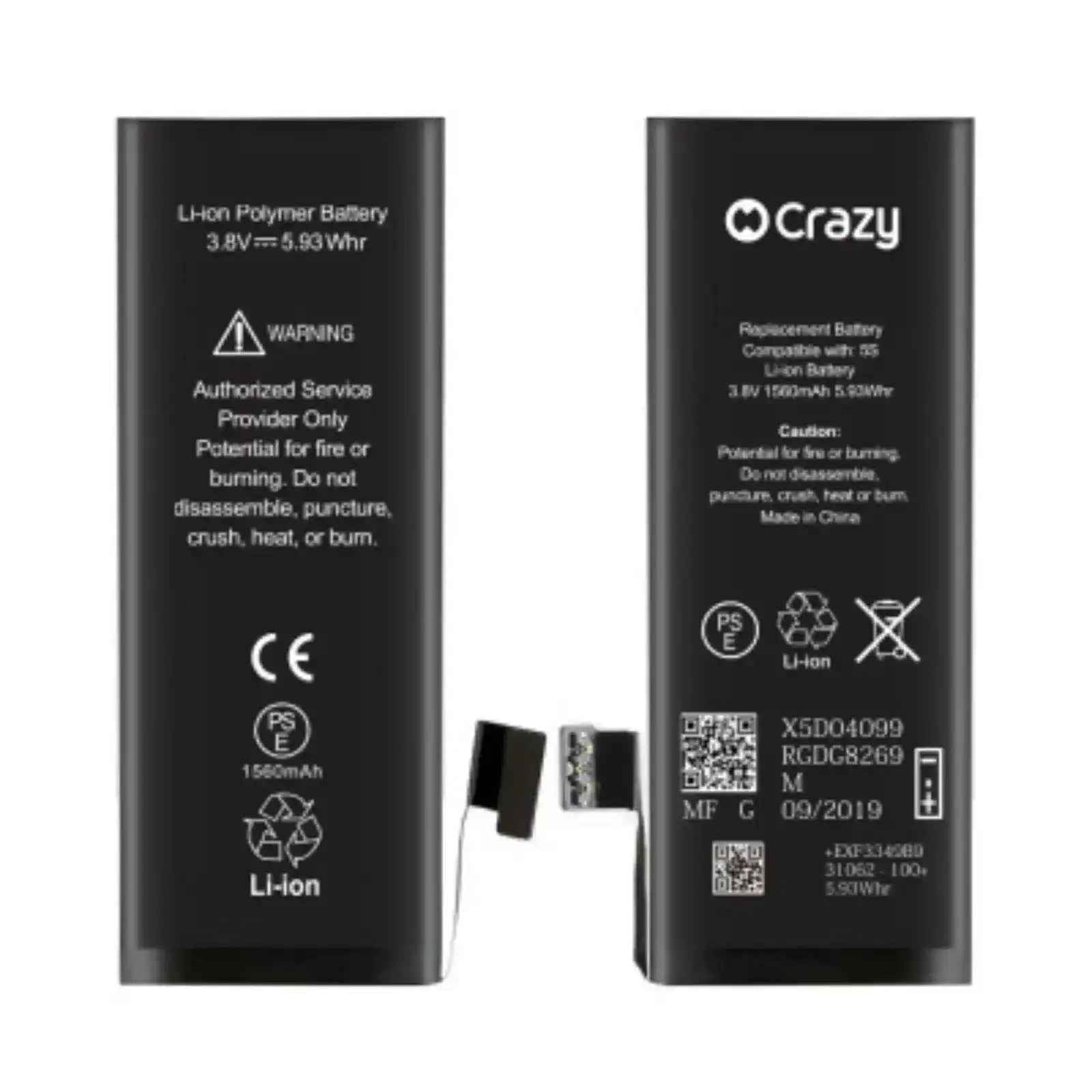 iPhone 5S Replacement Battery with Adhesive Strips 1560mAh Standard Quality+SinoWealth Solution