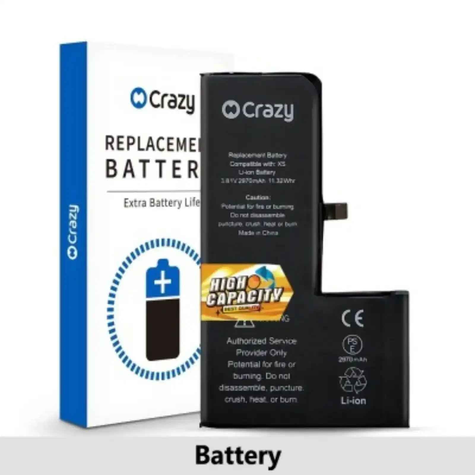 iPhone XS Replacement Battery with Adhesive Strips 2970mAh High Capacity+SinoWealth Solution