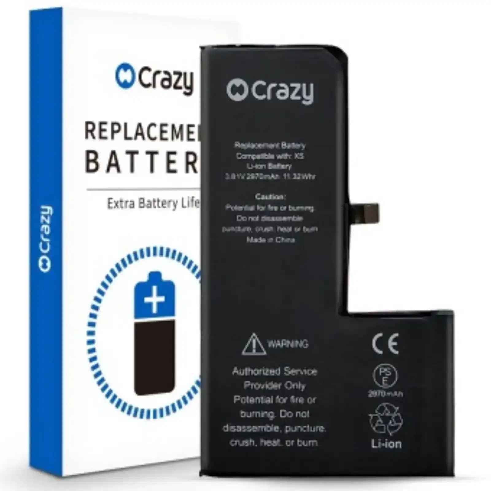 iPhone XS Replacement Battery with Adhesive Strips 2970mAh High Capacity+SinoWealth Solution