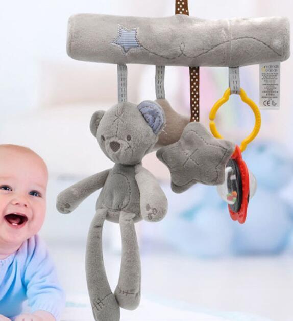 Infant Toddler Rattles Toys for Baby Stroller Crib Soft Rabbit Bear Style Pram Hanging Toys Plush Appease Doll Bed Accessories - MyMobile