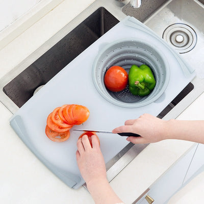 Innovative Multi - Functional 3 in 1 Chopping Board Detachable Folding Drain Basket Sink Cutting Board - MyMobile